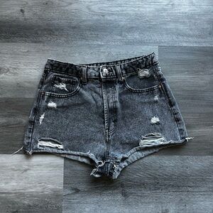 Distressed Gray Denim Women's Shorts